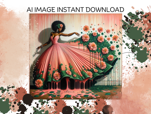AI Generated Artwork Crimson & Cream Image Instant Digital Download